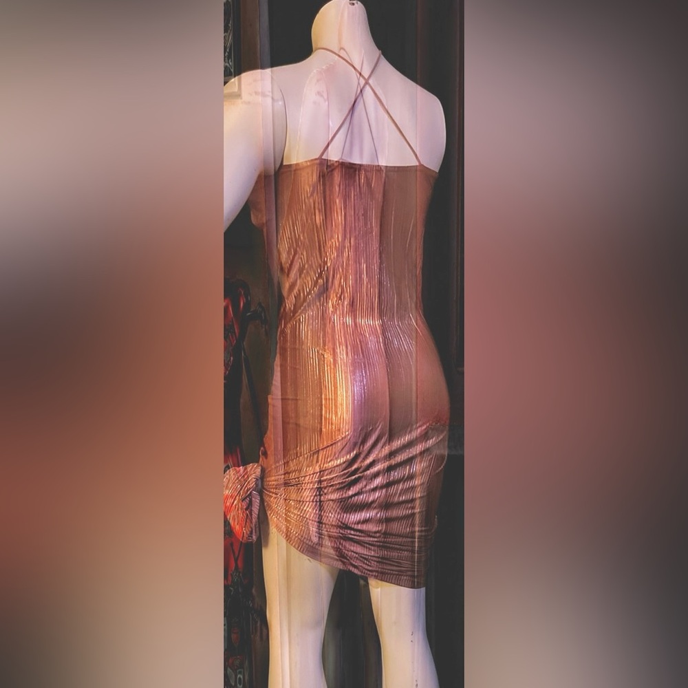 Shimmering Copper Slip Dress